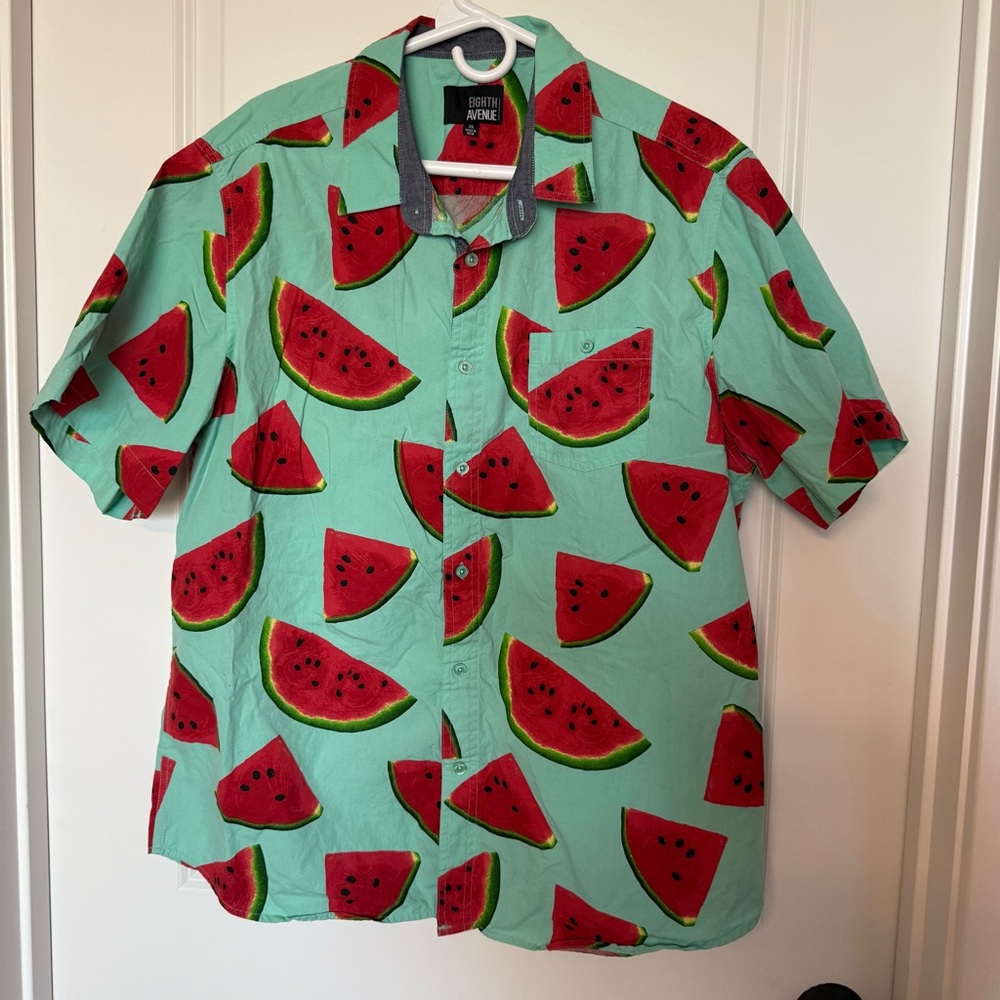Vibrant Watermelon Print Casual Shirt